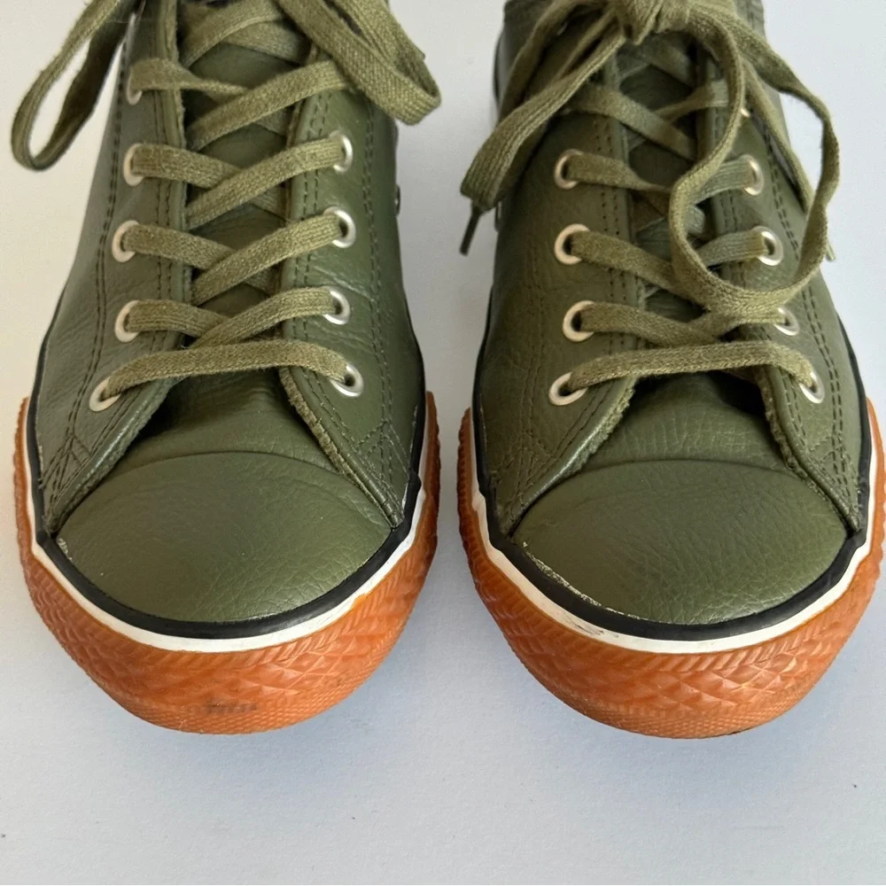 Converse All Star Chuck Taylor Leather Ox Olive Green Shoes Junior Size 6